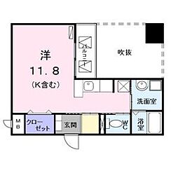 プラシードY's ワンルームの間取図画像