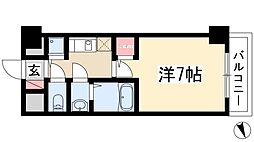 ヴィラマリオン 1Kの間取図画像
