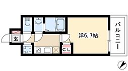 メインステージ名古屋ノースマーク 1Kの間取図画像