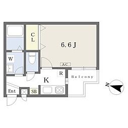 ルシエル吹上 1Kの間取図画像