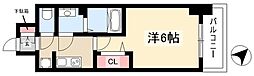アステリ鶴舞トゥリア 1Kの間取図画像