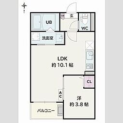 Jack sotoshinII 1LDKの間取図画像