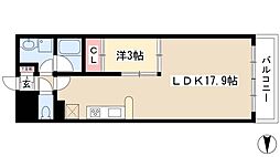 グラマシー白川公園 1LDKの間取図画像
