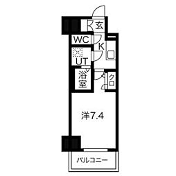 エスリード栄ラ・ヴィ 1Kの間取図画像