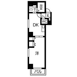 レジデンスカープ今池 1DKの間取図画像