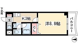リバティハウス 1Kの間取図画像