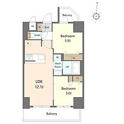 S-RESIDENCE高岳ardent 2LDKの間取図画像