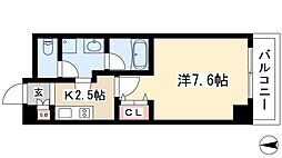 メリヴ鶴舞 1Kの間取図画像