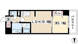 グランルクレ新栄ウエスト 1LDKの間取図画像