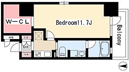 ル・ブルー鶴舞 1Kの間取図画像