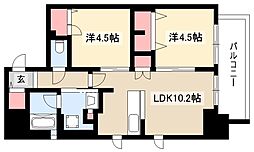 プレサンスロジェ名古屋久屋大通公園 2LDKの間取図画像