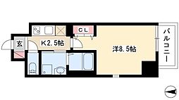 プランドール那古野 1Kの間取図画像