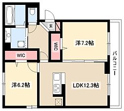 ル・リオン浅間町 2LDKの間取図画像