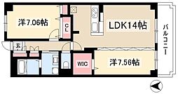プリマベーラ 2LDKの間取図画像