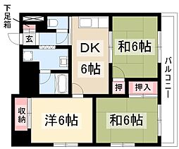 栄スカイタウン 3DKの間取図画像