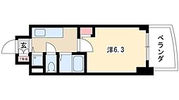 プレサンス金山グリーンパークス ワンルームの間取図画像