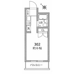 ヴィンテージデザイン国分寺 3階ワンルームの間取り