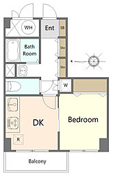 ライオンズマンション菊川 2階1DKの間取り