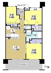 サンクレイドル領家 3LDKの間取図画像