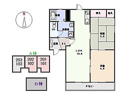サン・グリーンA 2LDKの間取図画像