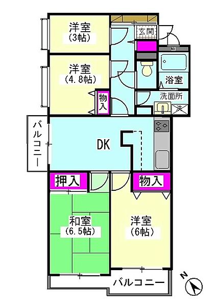 エバーグリーンコート 212｜東京都大田区仲六郷４丁目(賃貸マンション4DK・2階・73.97㎡)の写真 その2