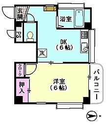 サンドミールフジ 1DKの間取図画像