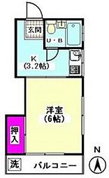 シティハイツヤマダ 1Kの間取図画像