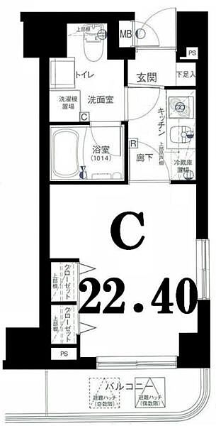 グリフィン横浜・山下町 603｜神奈川県横浜市中区山下町(賃貸マンション1K・6階・22.40㎡)の写真 その2