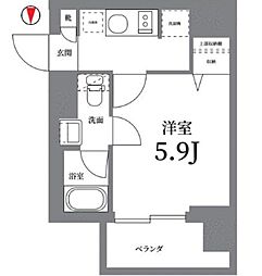 Log武蔵小杉 4階1Kの間取り