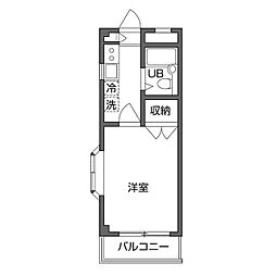 メタルスクエアカスヤ 1Kの間取図画像