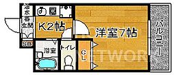 京阪本線 三条駅 徒歩6分の賃貸マンション 4階1Kの間取り