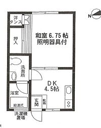 第2コンプレール 1DKの間取図画像