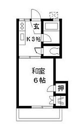 タジマコーポ 1Kの間取図画像