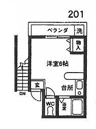 ハイエスト小渕 ワンルームの間取図画像