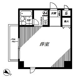 川崎互恵ビルシャンボール川崎砂子 1Kの間取図画像