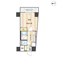 OLIO島津山 1Kの間取図画像