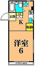 メゾン沙羅 3階1Kの間取り