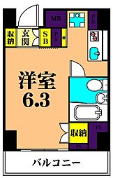 テラッサ・エスト ワンルームの間取図画像