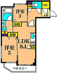 アリュール武蔵小山 2LDKの間取図画像
