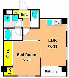 湯建ビル 1LDKの間取図画像