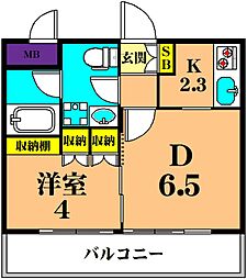 フレンシア南品川 1DKの間取図画像
