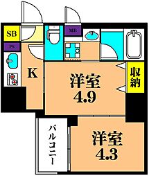 SYFORME大井町2 1DKの間取図画像