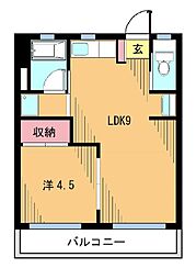 浅間マンション 1LDKの間取図画像