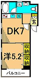 ウェルハウス東大井D 1DKの間取図画像
