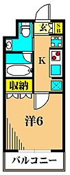 ASYLCOURT東大井 1Kの間取図画像