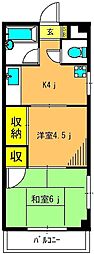 カザマビル 3階2Kの間取り