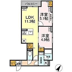 セレスティア下丸子 2LDKの間取図画像
