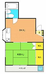 三友ハイツ 1DKの間取図画像
