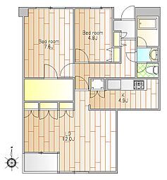 高雅・ホームズ学芸大 2LDKの間取図画像