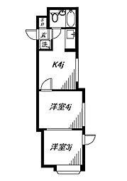 ハイツ朱鷺 2Kの間取図画像